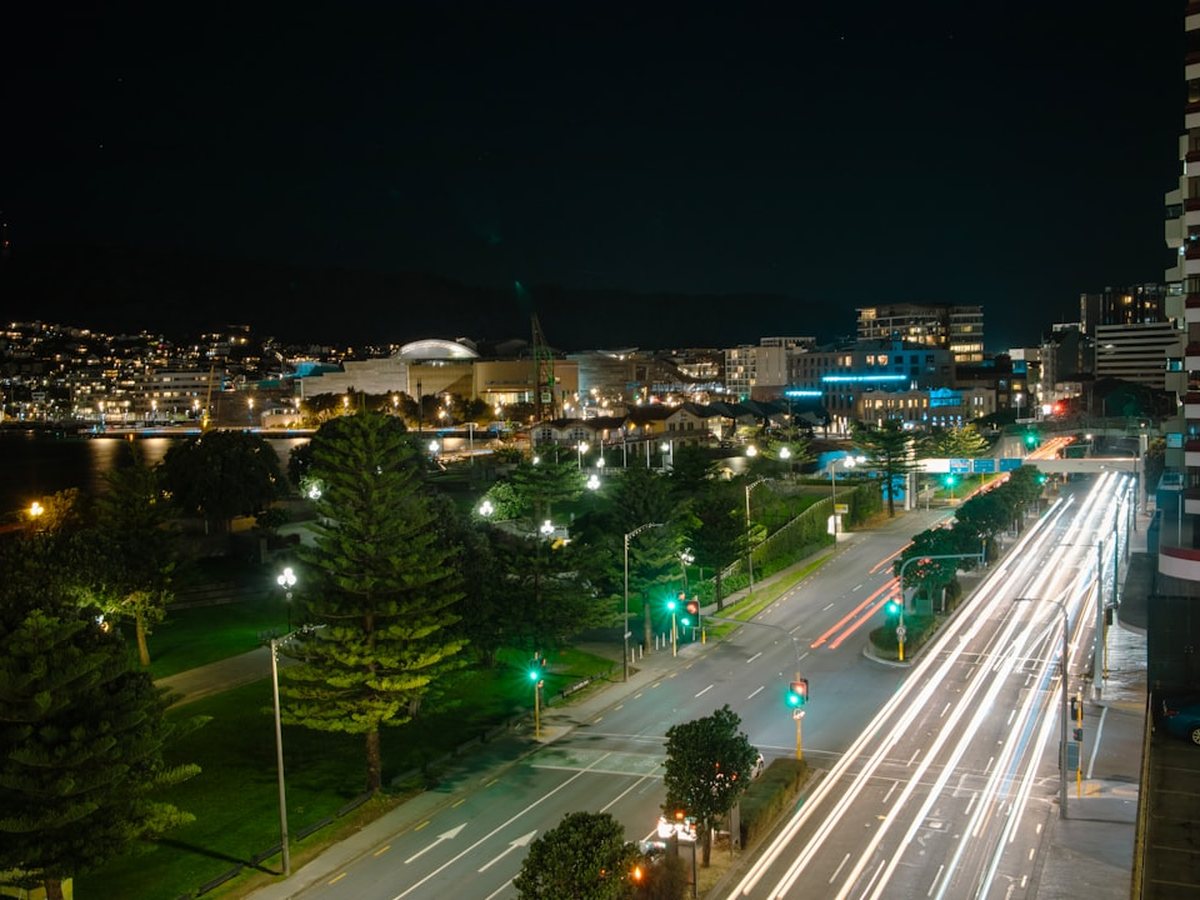 Wellington waterfront and city streets at night
